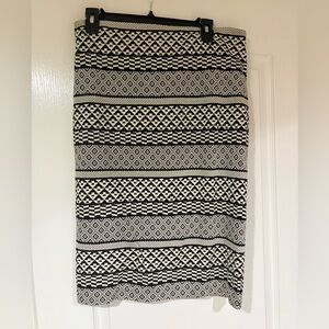 H&M black and white Geometric Pencil Skirt